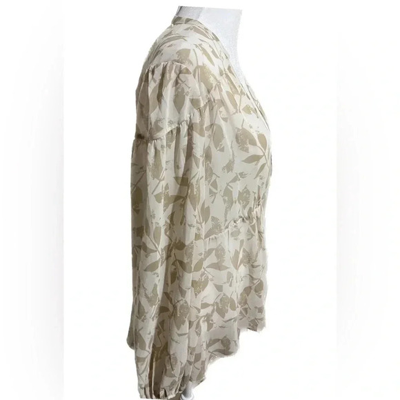 CAbi sheer cream and tan floral blouse small - Picture 3 of 9